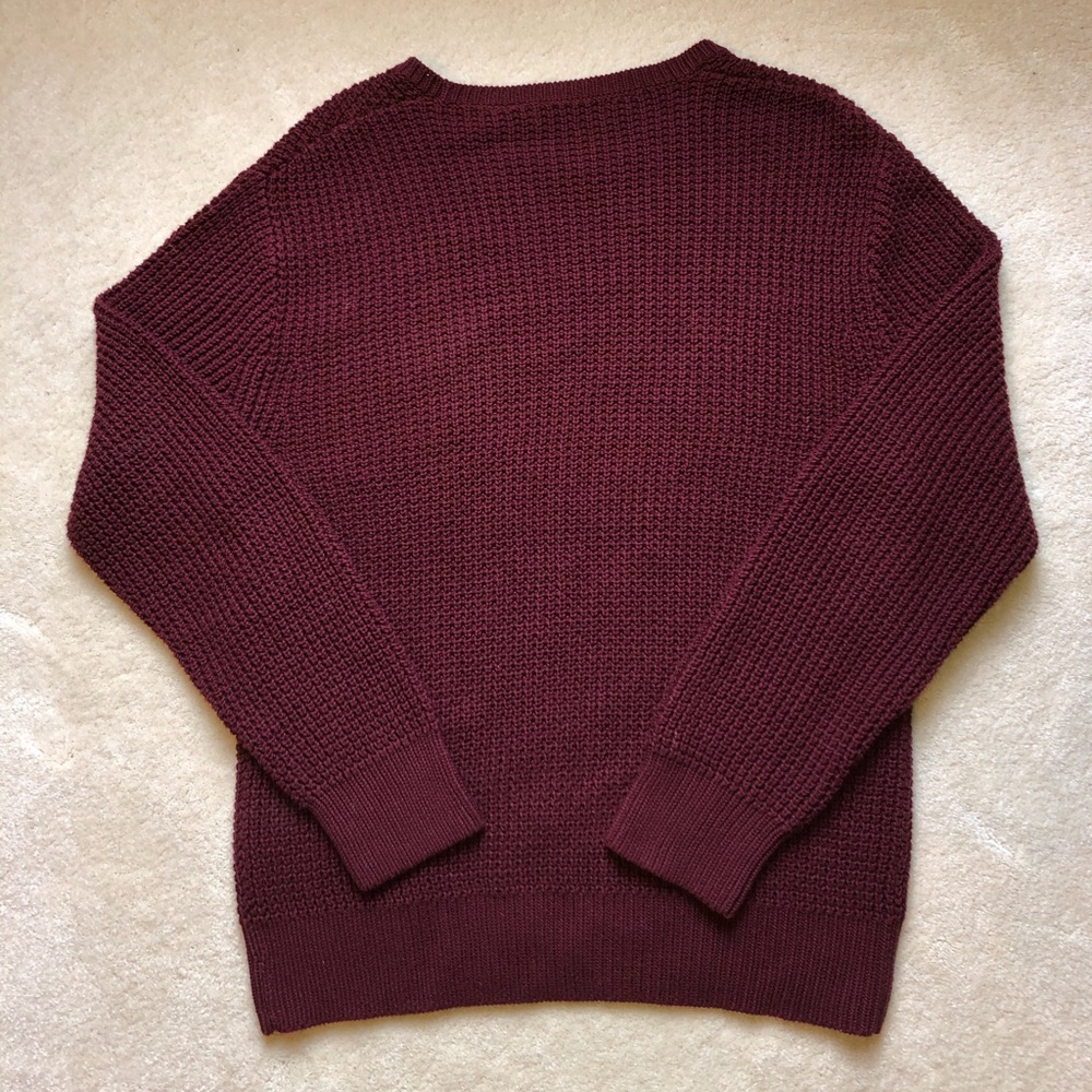 Claiborne Burgundy Mens Knit Crewneck Sweater - Picture 3 of 4
